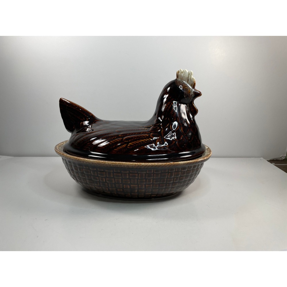 Vintage ceramic chicken on the nest‎  baking dish chicken on the nest casserole
